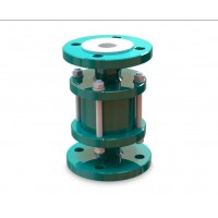 interapp三片式腐蝕性應用球止回閥TLBCV-PFA金屬閥體法蘭端