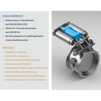 KüHME 安全快閉閥PKIII型，關(guān)閉時間小于3 秒，用于快速關(guān)閉氣體介質(zhì)